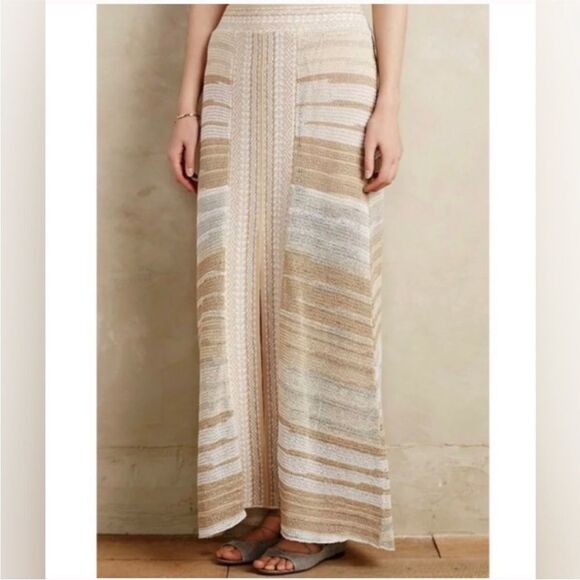 Anthropologie Cecelia Prado Glinted Gold & Silver Knit Maxi Skirt - XS - Picture 2 of 16